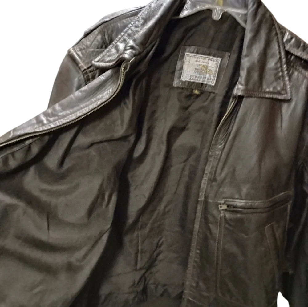 Vintage Leather Jacket - Brown Leather Bomber Jacket - Vintage Bomber - Picture 4 of 4